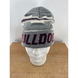 Captivating Headwear Bulldogs Beanie Hat Gray Maroon Geometric Knit Cuffed